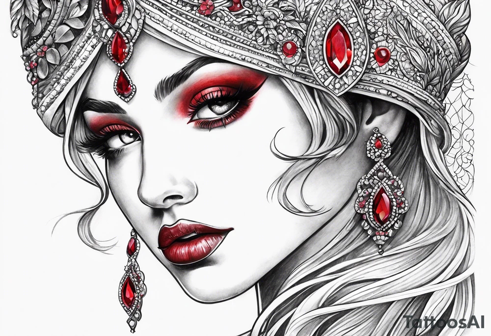 Ruby red small jewel tattoo idea