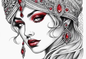 Ruby red small jewel tattoo idea
