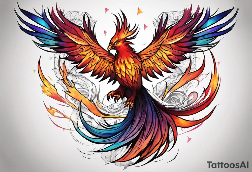 Phoenix rising out of fire. Rebirth. tattoo idea