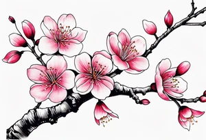 Shoulder cherry blossom tree branches tattoo idea