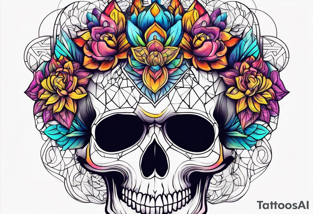 psychedelic skull tattoo idea