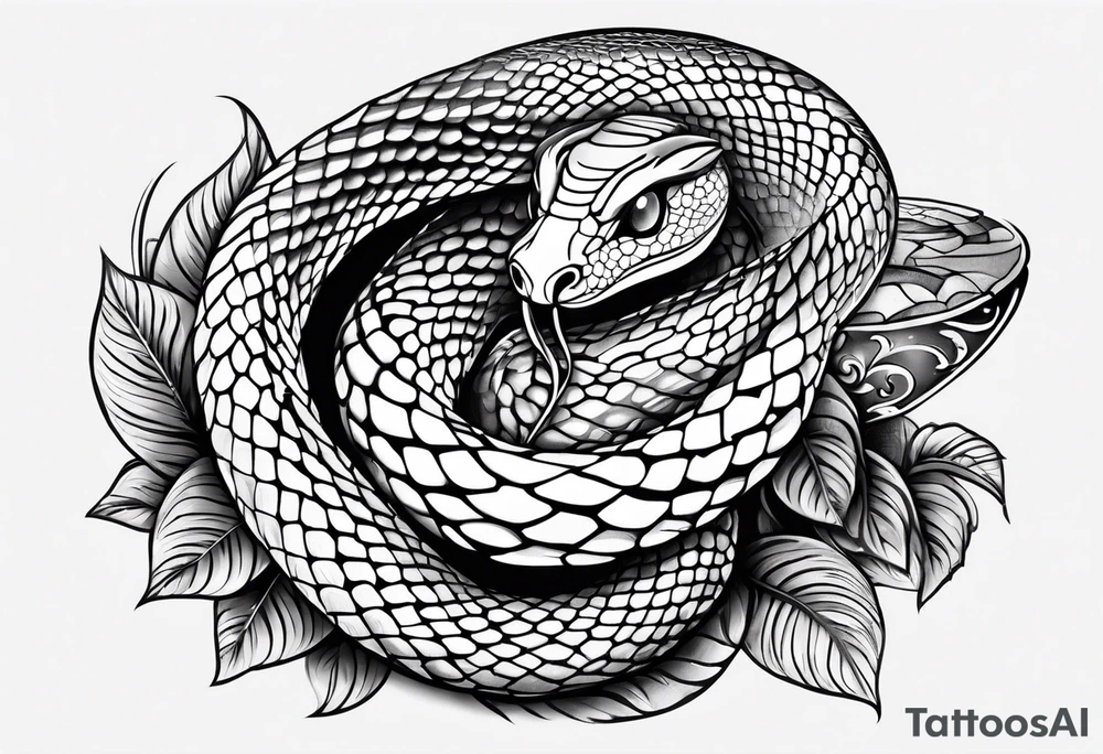 simple snake with blue eyes tattoo idea