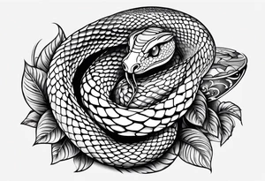 simple snake with blue eyes tattoo idea