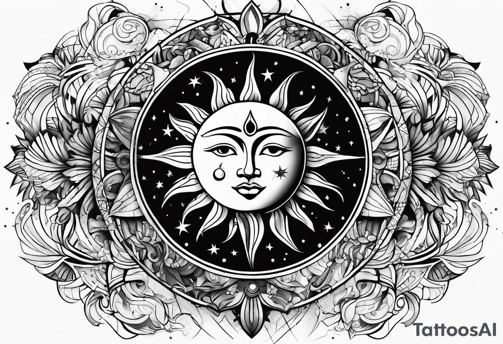 Sun and moon tattoo idea
