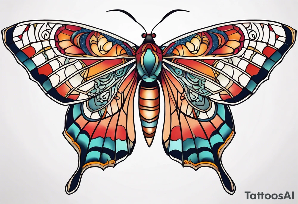 Delicate large moth tattoo idea