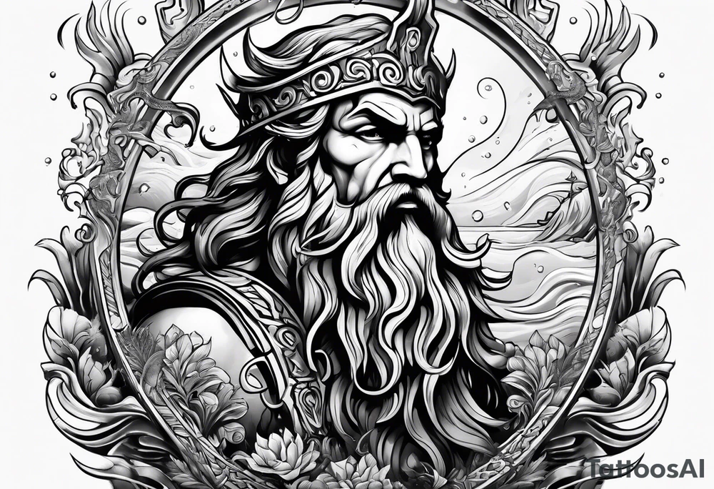 mystical Poseidon trident underwater tattoo idea mystical Poseidon trident underwater tattoo idea