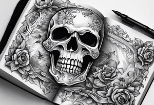 skeleton coming out of a book tattoo idea