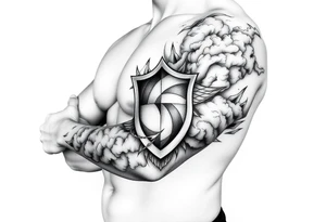Half sleeve. clouds, shield, tattoo idea
