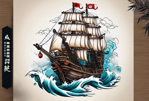 Chinese pirate ship sinking tattoo idea