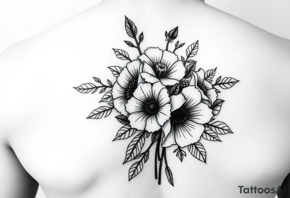 bouquet of flowers tattoo idea