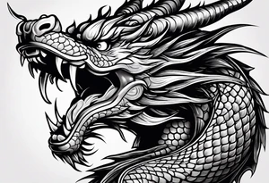 Animal head of a chinese dragon who is angry ONLY THE HEAD FACING RIGHT tattoo idea