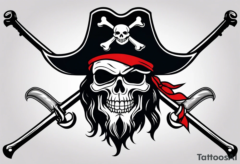 Pirate flag with baseball cap tattoo idea
