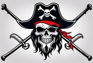 Pirate flag with baseball cap tattoo idea