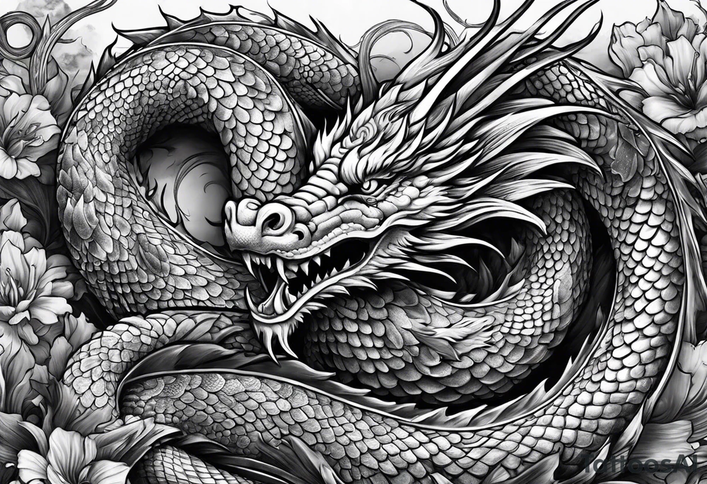 dragon fighting with snake tattoo idea