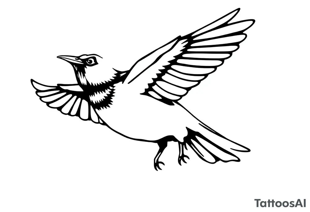 Male European Blackbird flying tattoo idea tattoo idea
