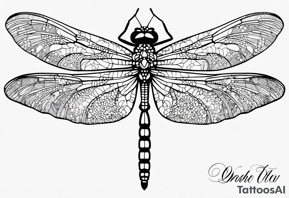 Dragonfly with name Okah and Heather tattoo idea
