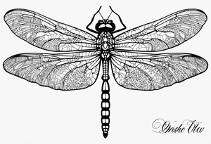 Dragonfly with name Okah and Heather tattoo idea