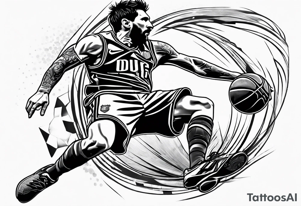 messi dunking a basketball tattoo idea