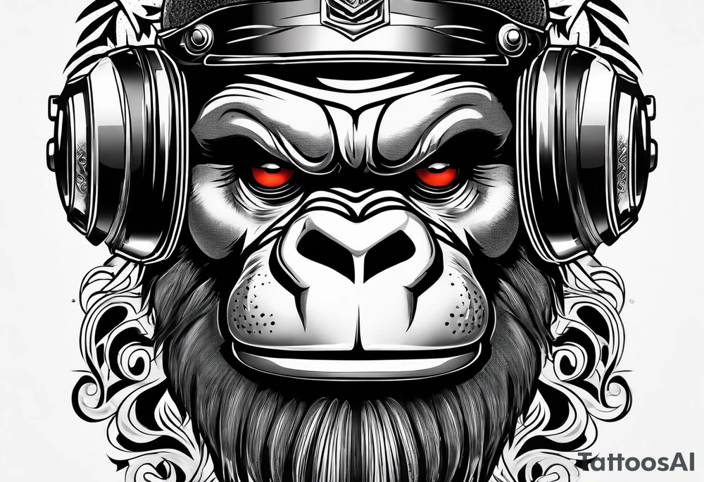 gorilla motorcycle microphone tattoo idea