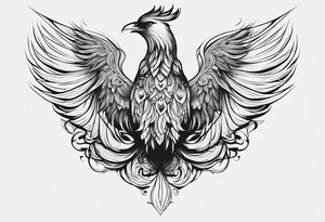 phoenix  minimaliste. trait de crayon. tattoo idea