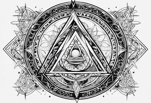 Pagan style tattoo circles triangles words symbols tattoo idea