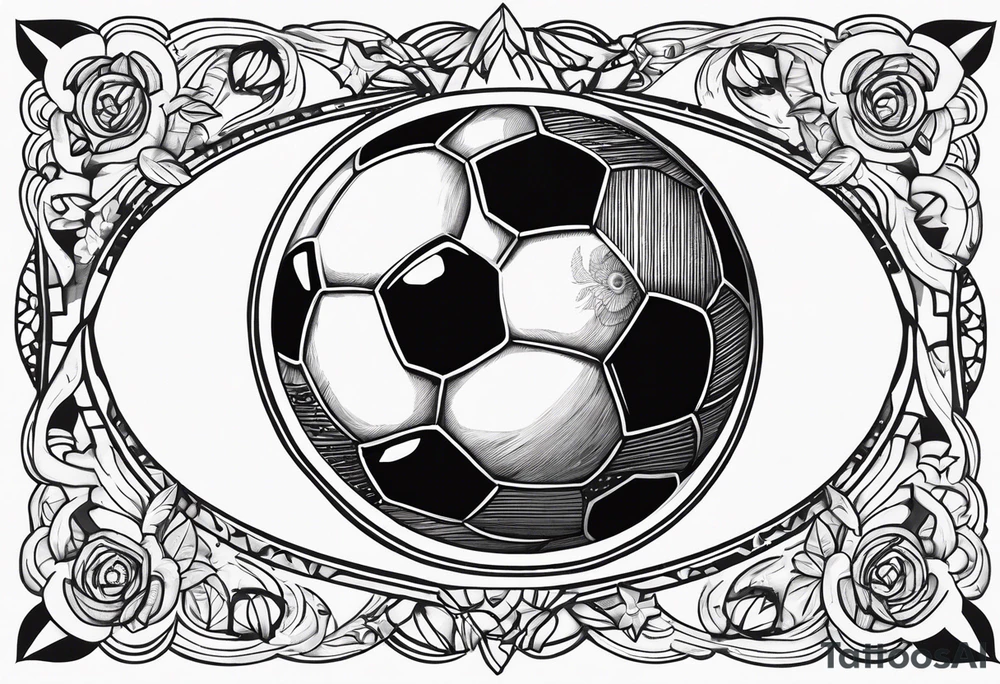 Soccer ball with the world is yours letter tattoo idea