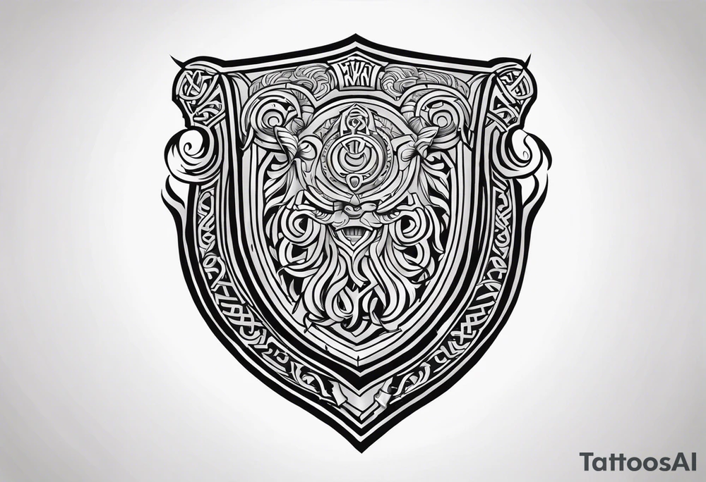 Valhalla viking gods shield tattoo idea