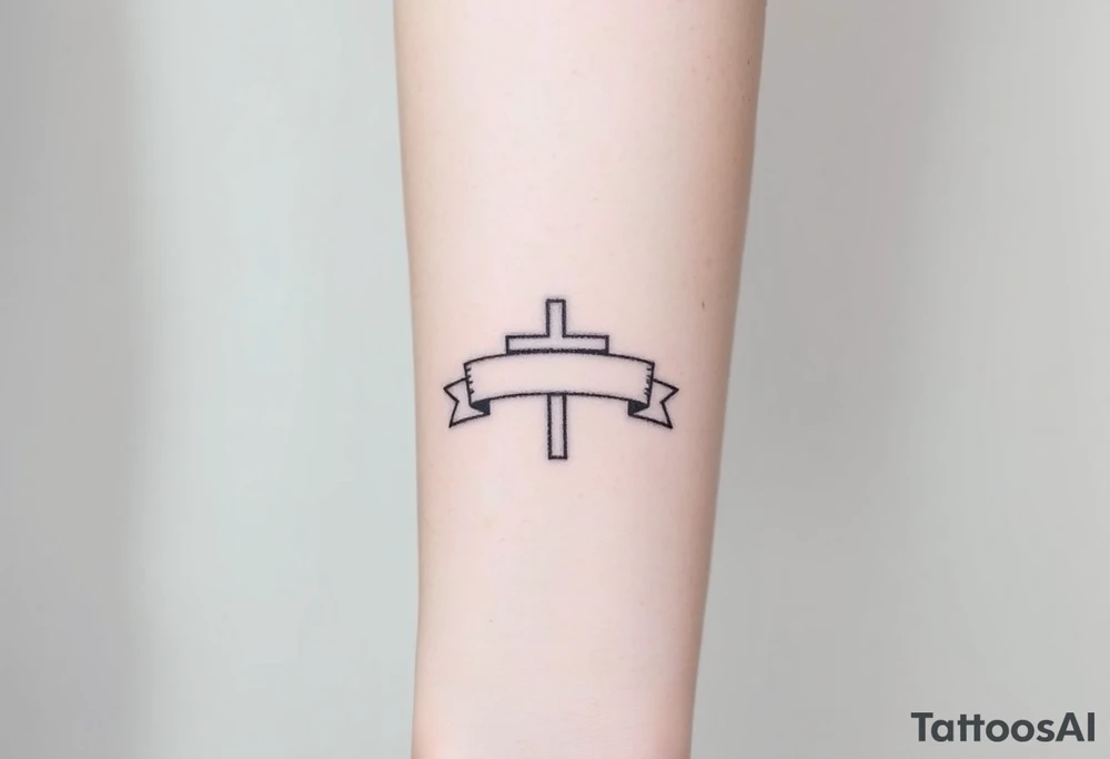 Cross a banner
Around it tattoo idea