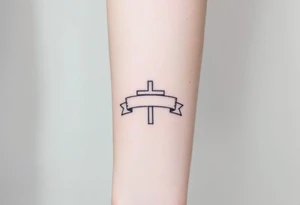Cross a banner
Around it tattoo idea