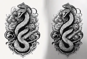 Aggresive Snake with a sword, this design must be in a vertical vertical proportion. Additionaly the desing must be "Steampunk" type tattoo idea