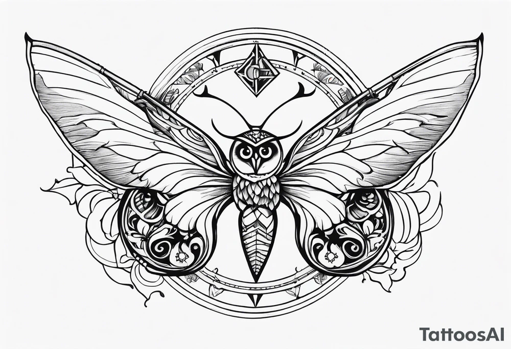 Sagittarius zodiac with butterfly and owl tattoo idea