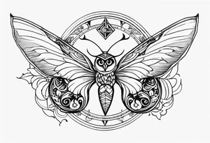 Sagittarius zodiac with butterfly and owl tattoo idea