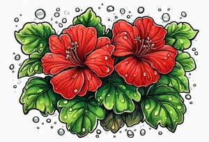 Red geraniums in the rain tattoo idea