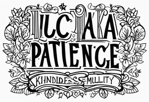 Luca, Davis, Tatum
Patience, Love, Kindness, Humility tattoo idea