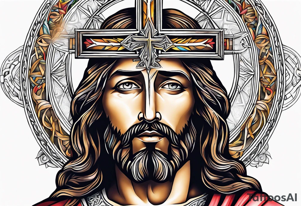 jesus olhando pra cima na cruz tattoo idea