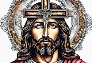 jesus olhando pra cima na cruz tattoo idea
