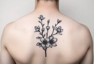 Feminine, romantic, black and white, wispy, flowers, eucalyptus tattoo idea