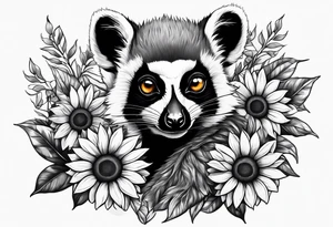 A lemur and a sunflower tattoo idea
