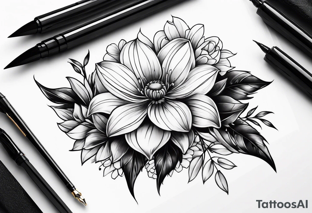 flowers on knee cap tattoo idea