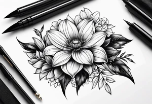 flowers on knee cap tattoo idea