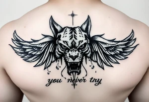 you dont know if you never try, napis w stylu gotyckim tattoo idea
