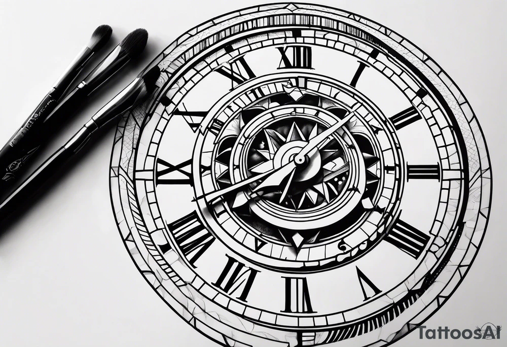Children’s name, time piece tattoo idea
