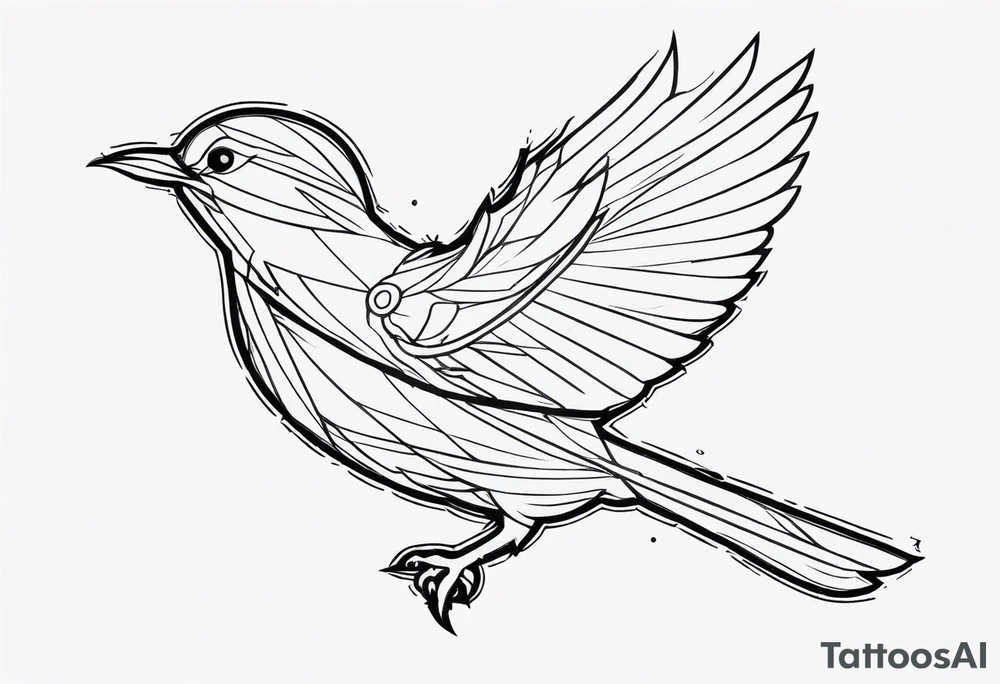 bird breaking free from chain tattoo idea