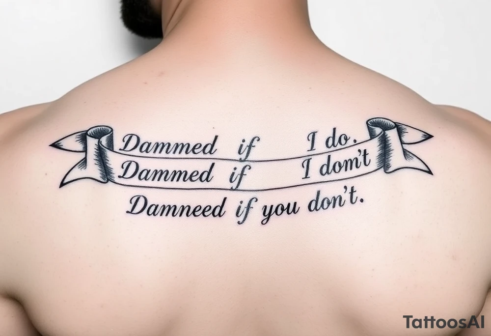 Ribbons that say "Damned if I do n Damned if I don't" tattoo idea