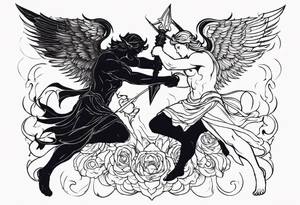 angel fighting a demon tattoo idea