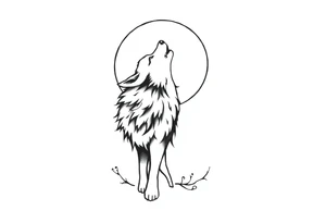 Wolf howling to the moon. tattoo idea