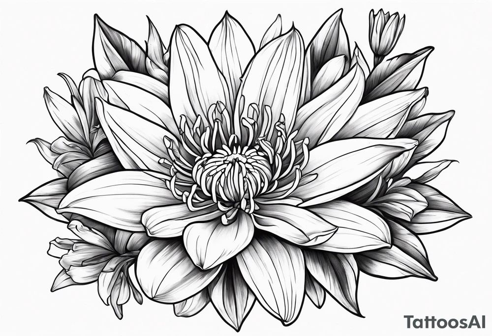 Lily & aster birth flower tattoo idea