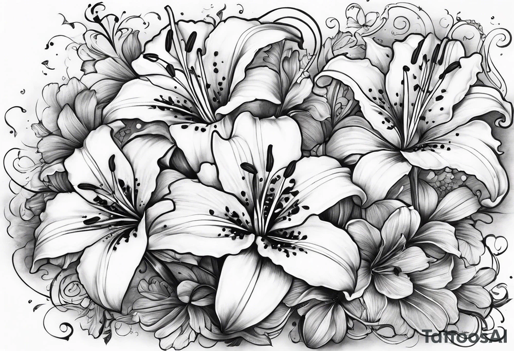 Lily flowers with Clover leaf card a cross tattoo idea