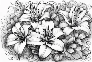 Lily flowers with Clover leaf card a cross tattoo idea