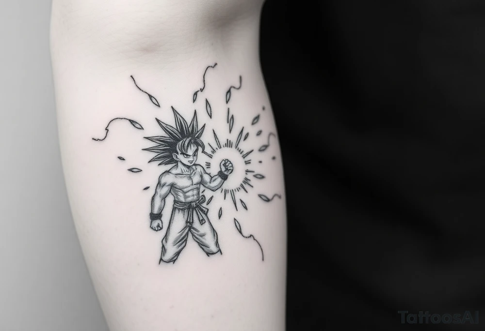 legendary dragonball z scene with energy aura and power effects tattoo idea